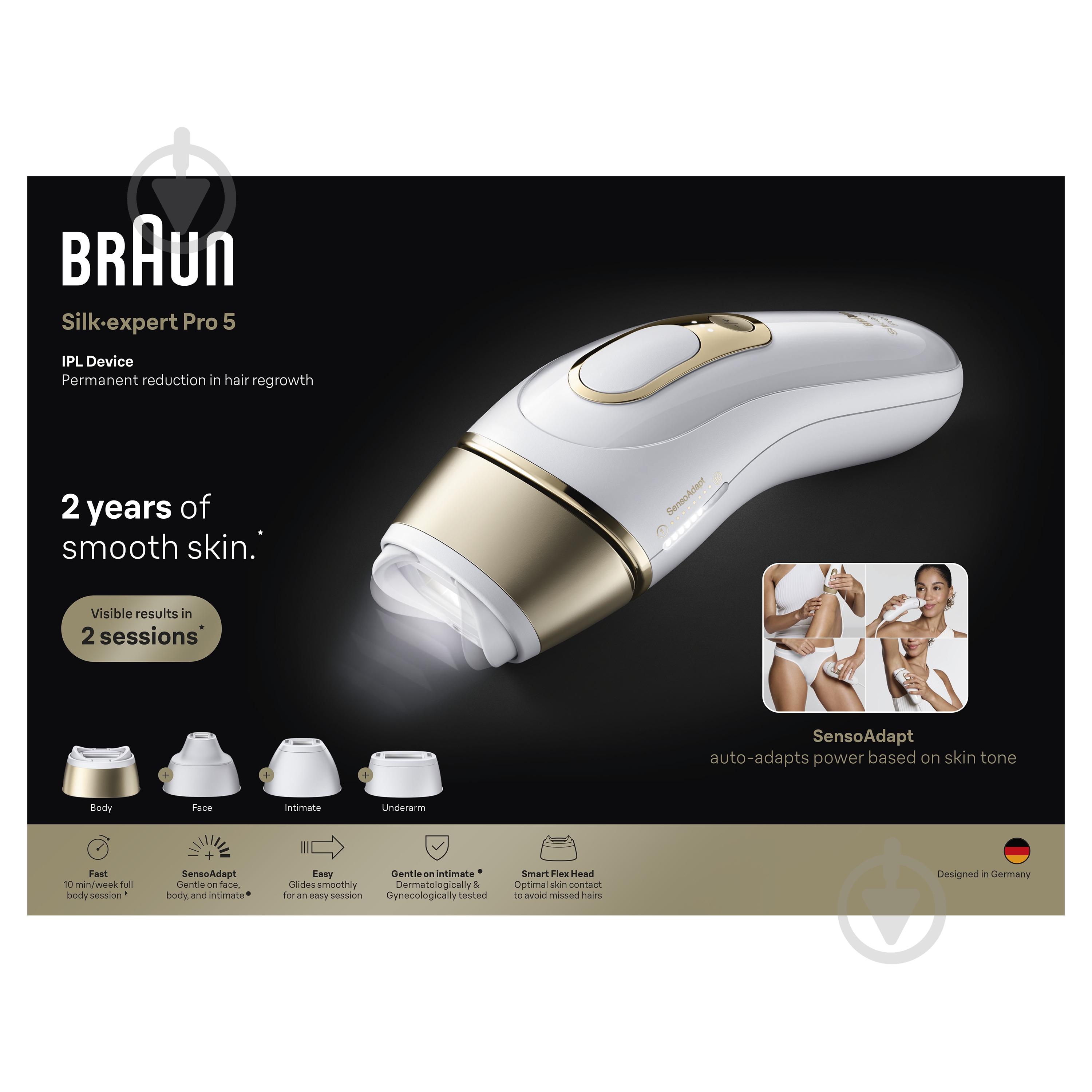 Фотоепілятор Braun PL5412 Silk Expert Pro 5 PL5412 + Тример для обличчя + Бритва Gillette Venus Extra Smooth + Косметичка — фото 8