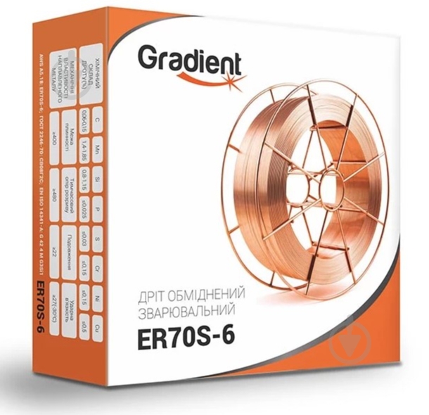 Проволока сварочная омедненная Gradient ER70S-6 0,8 мм 15 кг - фото 1 Проволока сварочная омедненная Gradient ER70S-6 0,8 мм 15 кг - фото 1