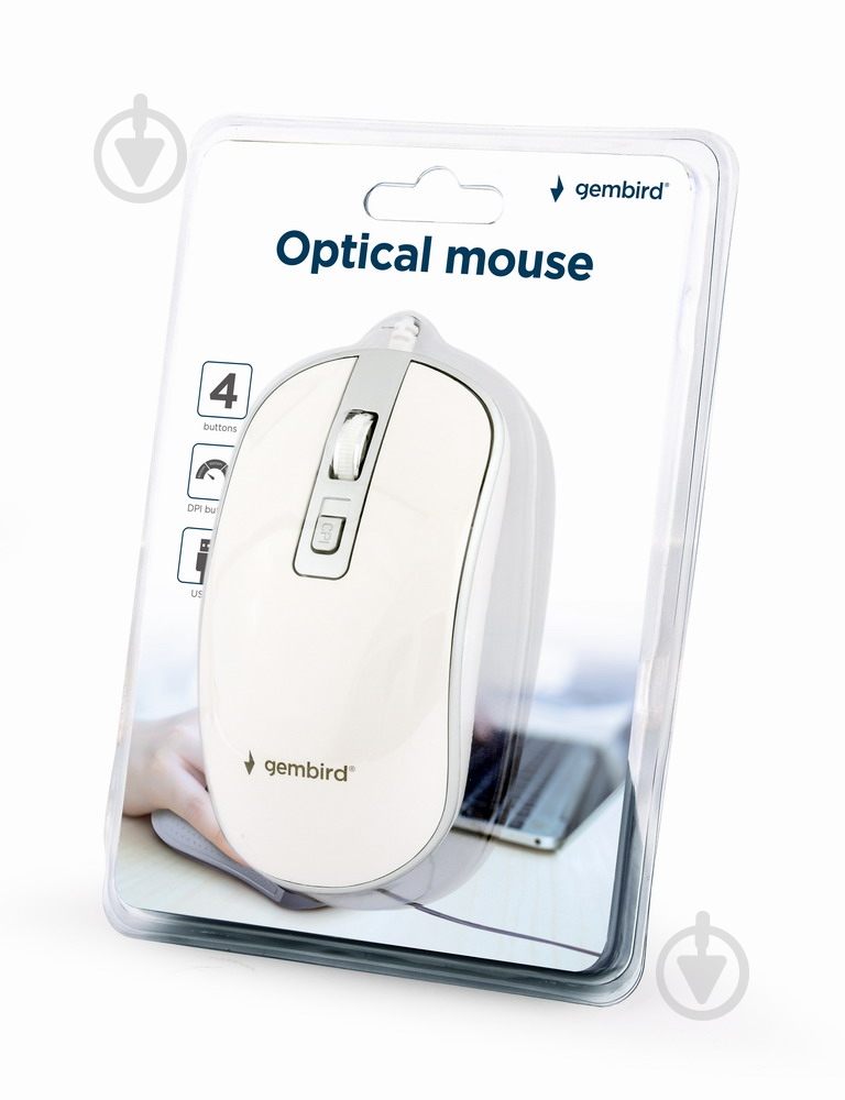 Мышка Gembird USB white (MUS-4B-06-WS) - фото 3