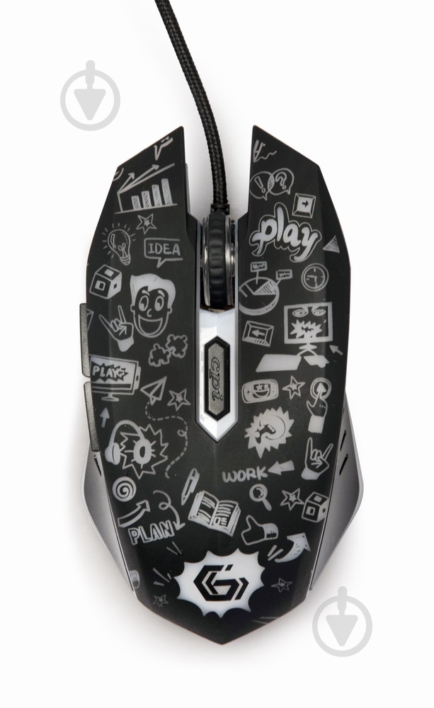 Мышка Gembird 6 кнопок, USB интерфейс, подсветка black (MUS-6B-GRAFIX-01) - фото 1