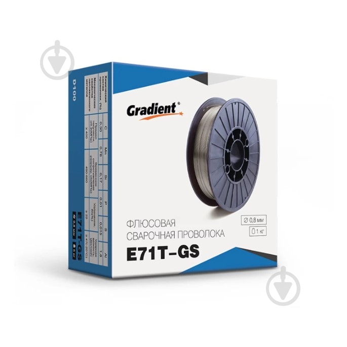 Дріт зварювальний флюсовий Gradient E71T-GS GWF0810 0,8 мм 1 кг - фото 1