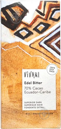 Черный шоколад Vivani органический 70% какао 100 г - фото 1