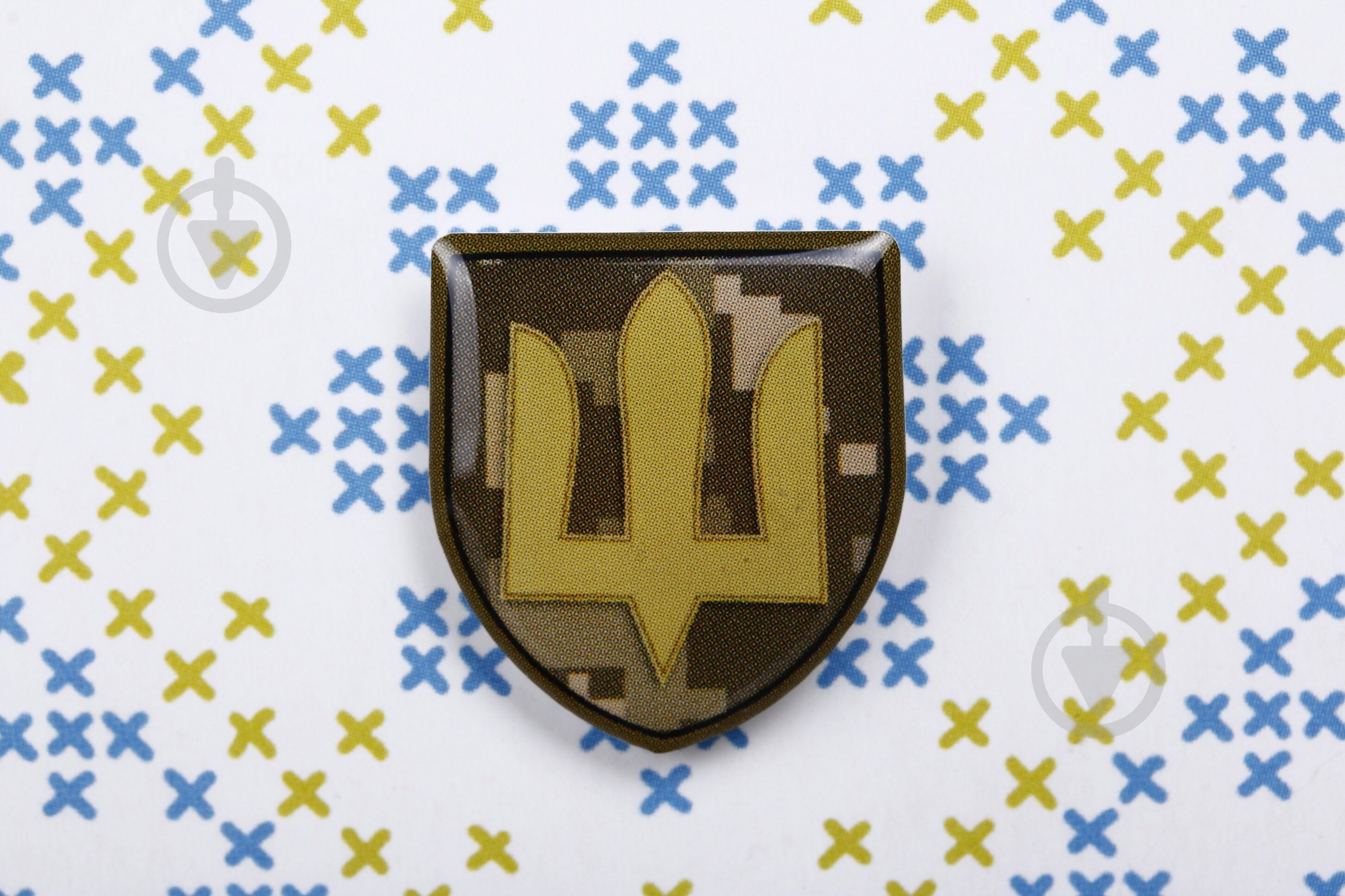 Значек патриотический "Шеврон Тризуб". Украина победит! - фото 3