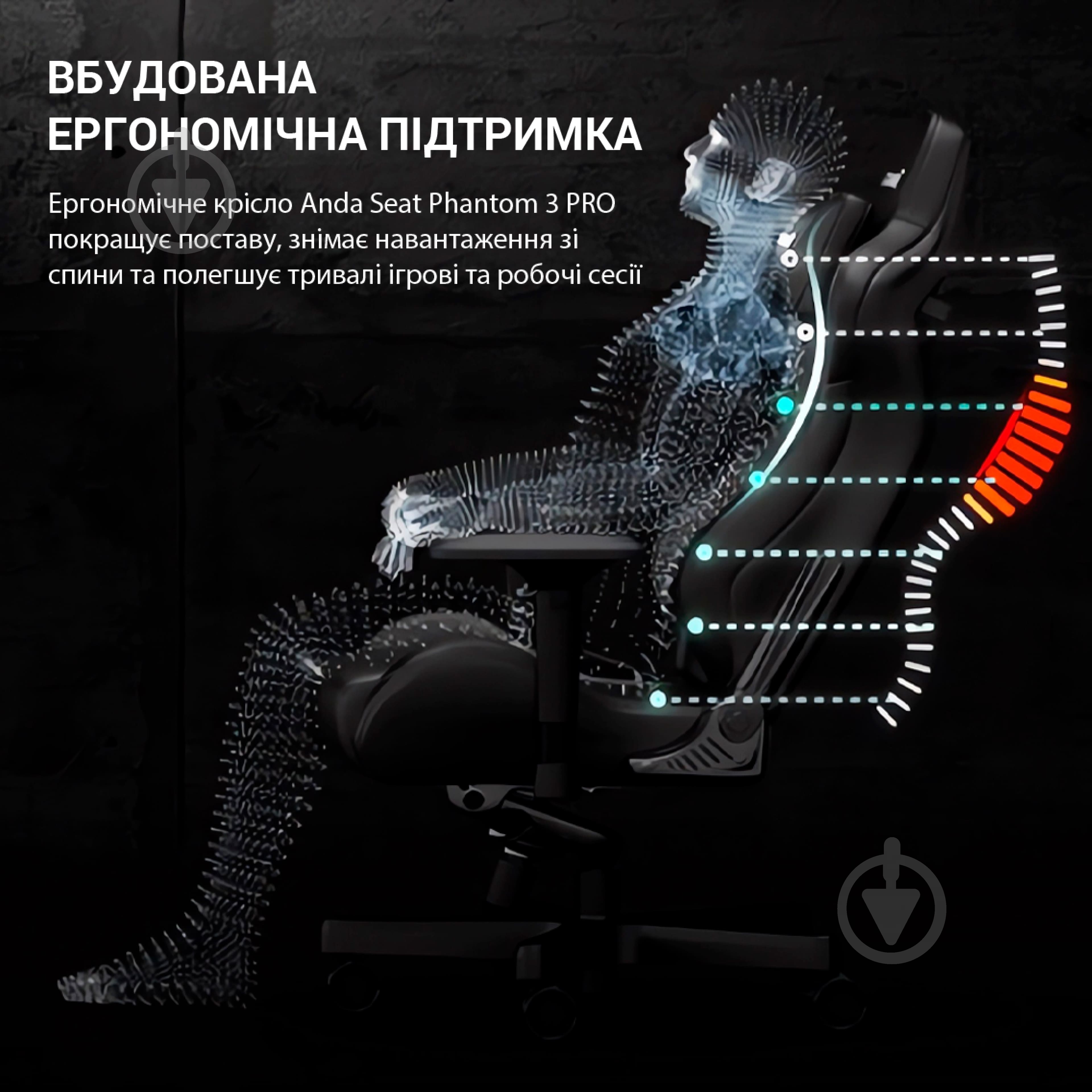 Кресло игровое Anda Seat Phantom 3 Pro Size L Dark Grey Linen Fabric серый - фото 18