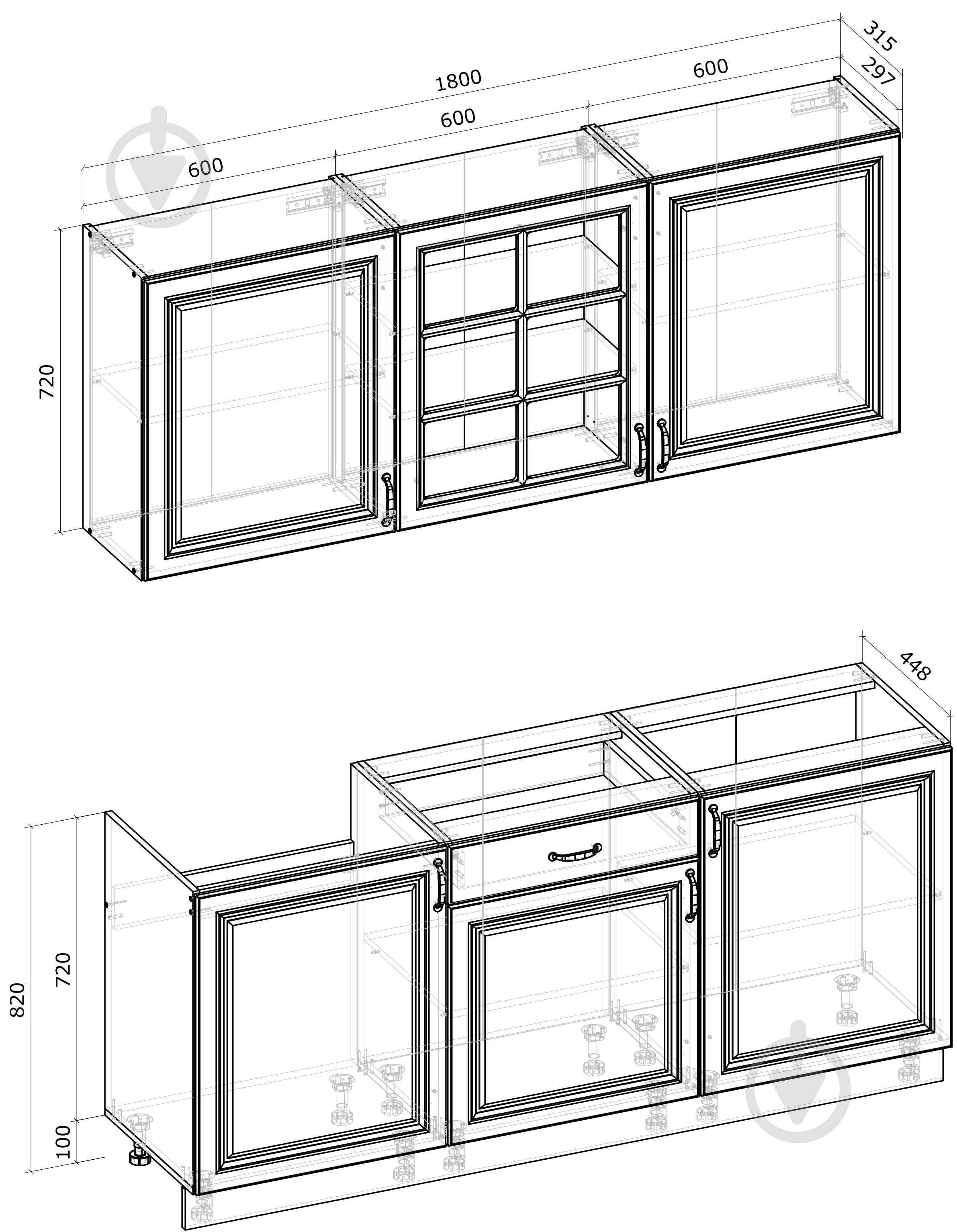 Кухня модульна Грейд МС Глорія_ASHEN без стільниці МДФ 1,8 м - фото 3