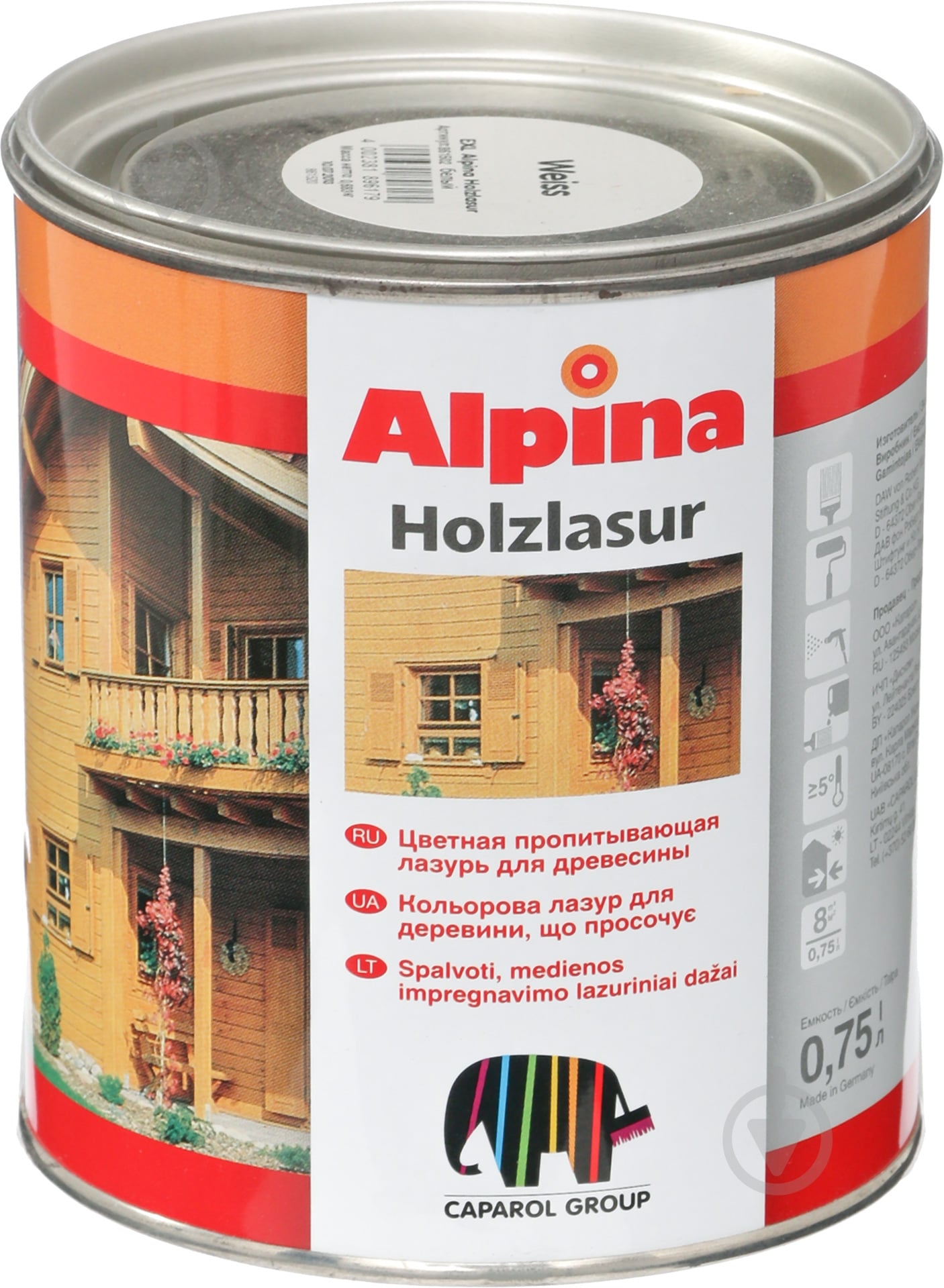 Лазурь Alpina HOLZLASUR белый шелковистый мат 0,75 л - фото 1 Лазурь Alpina HOLZLASUR белый шелковистый мат 0,75 л - фото 1