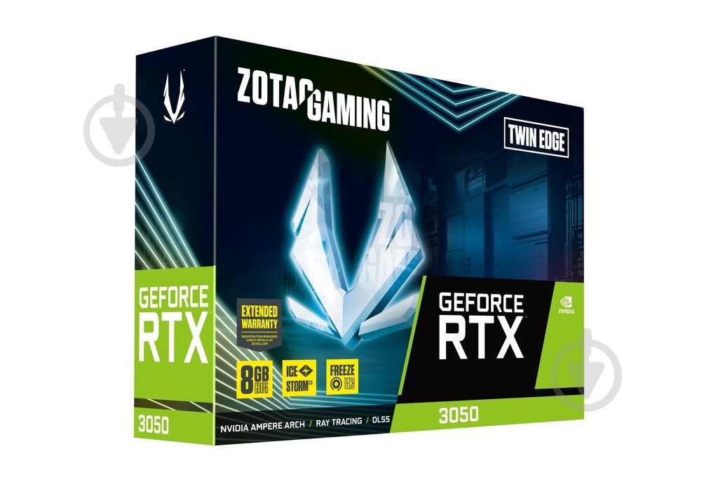 Відеокарта Zotac NVIDIA GeForce RTX 3050 Twin Edge 8GB GDDR6 128bit (ZT-A30500E-10M) - фото 8 Відеокарта Zotac NVIDIA GeForce RTX 3050 Twin Edge 8GB GDDR6 128bit (ZT-A30500E-10M) - фото 8