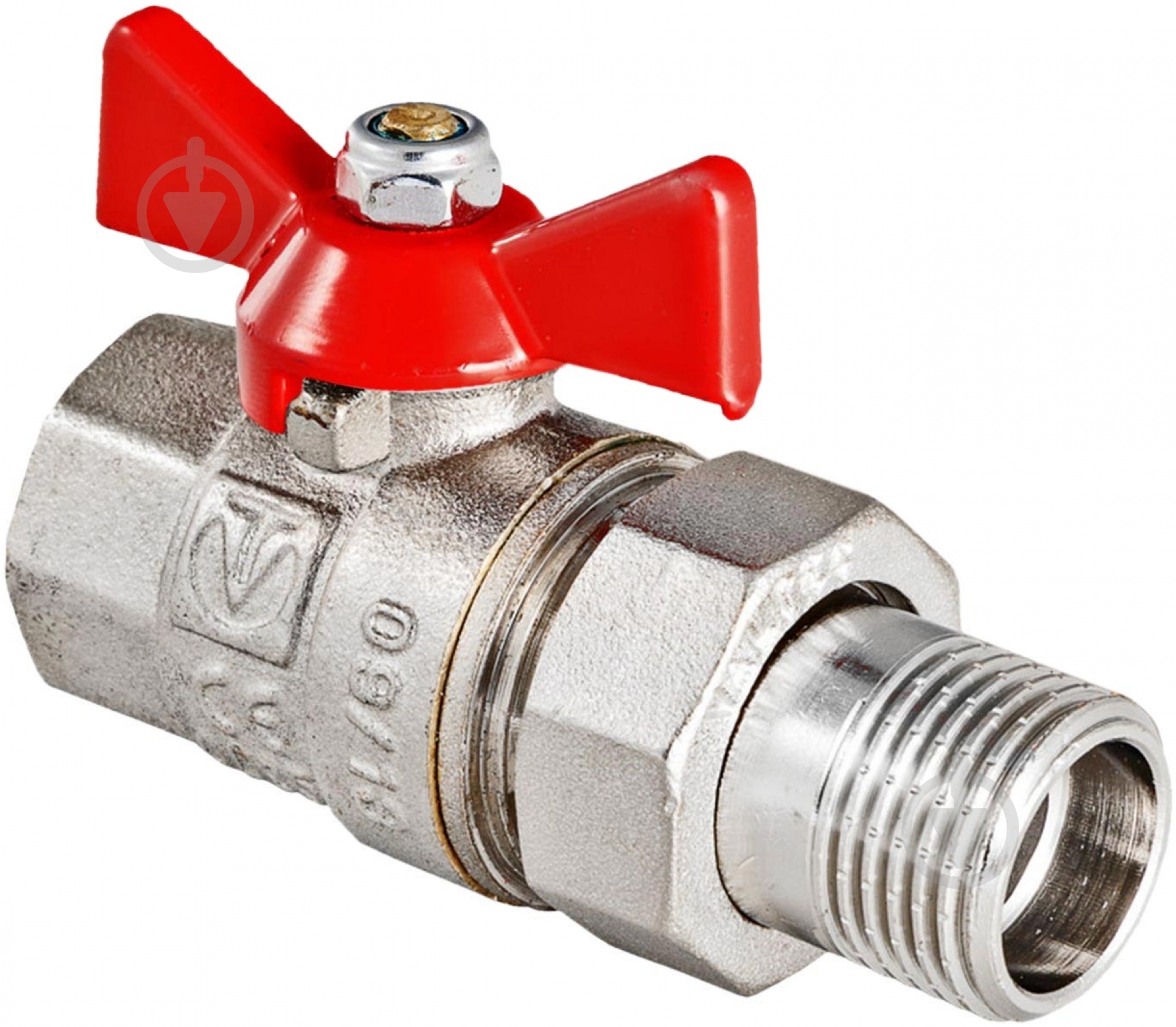 Кран шаровой Valtec BASE со сгоном ВН 1/2" бабочка красная VT.0227 1/2 - фото 1