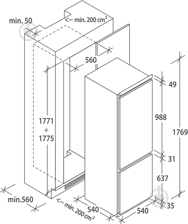 Встраиваемый холодильник Candy CKBBS 172 F - фото 9