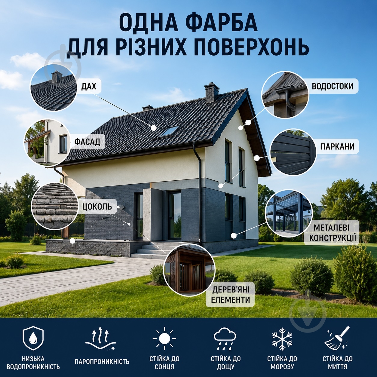 Краска универсальная резиновая водоэмульсионная Kompozit UNIFLEX мат RAL 9016 белая 0,9 кг - фото 2
