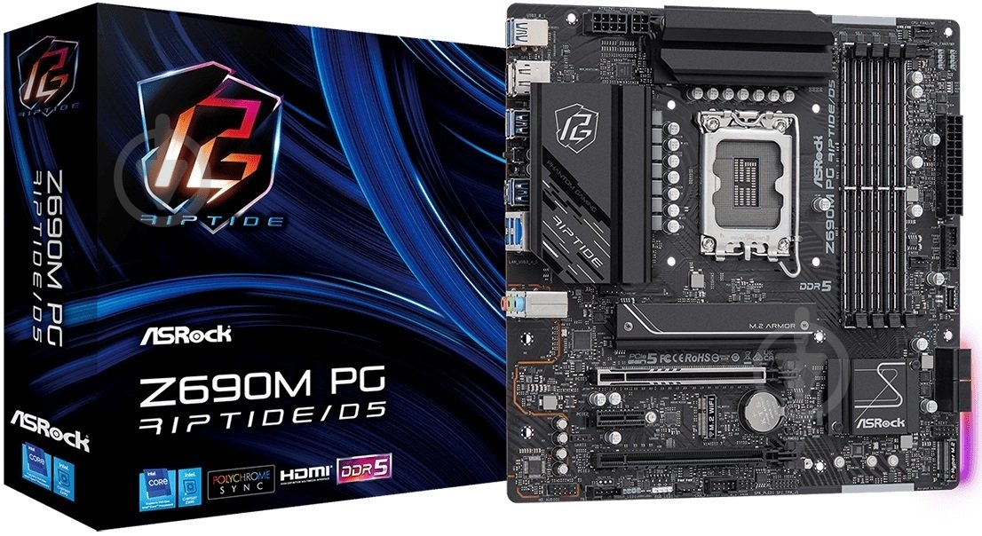 Материнская плата ASRock Z690M PG RIPTIDE/D5 (Socket 1700, Intel Z690, micro ATX) - фото 5