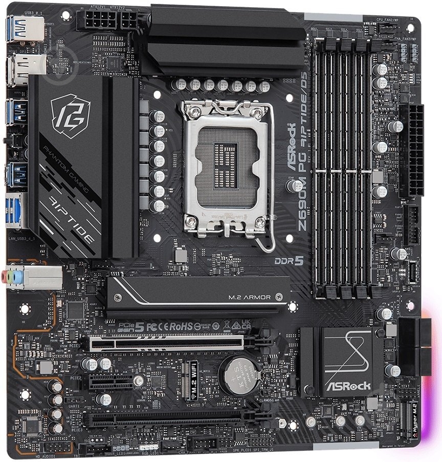 Материнская плата ASRock Z690M PG RIPTIDE/D5 (Socket 1700, Intel Z690, micro ATX) - фото 2