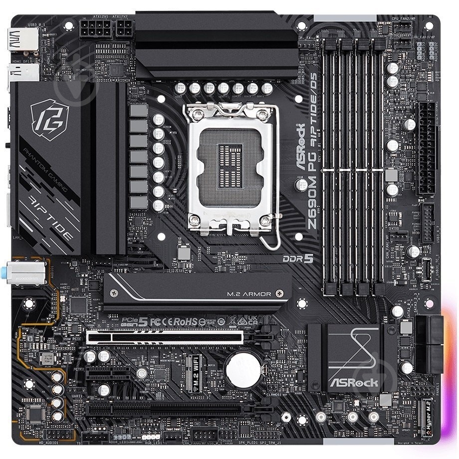 Материнская плата ASRock Z690M PG RIPTIDE/D5 (Socket 1700, Intel Z690, micro ATX) - фото 1