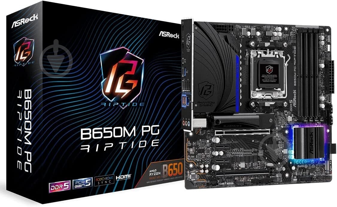 Материнская плата ASRock B650M PG RIPTIDE (Socket AM5, AMD B650, micro ATX) - фото 6 Материнская плата ASRock B650M PG RIPTIDE (Socket AM5, AMD B650, micro ATX) - фото 6