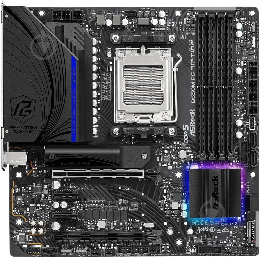 Материнская плата ASRock B650M PG RIPTIDE (Socket AM5, AMD B650, micro ATX) - фото 3 Материнская плата ASRock B650M PG RIPTIDE (Socket AM5, AMD B650, micro ATX) - фото 3