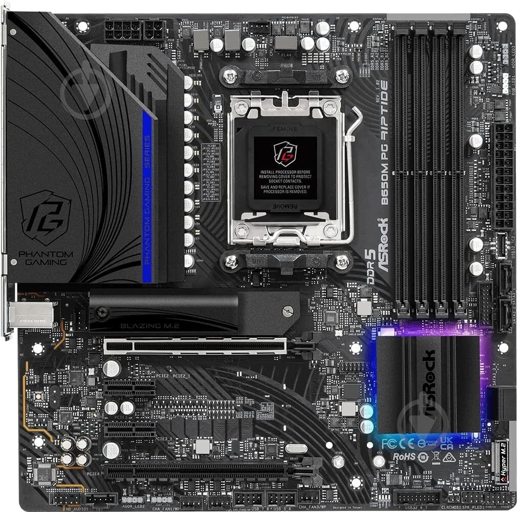 Материнская плата ASRock B650M PG RIPTIDE (Socket AM5, AMD B650, micro ATX) - фото 1 Материнская плата ASRock B650M PG RIPTIDE (Socket AM5, AMD B650, micro ATX) - фото 1