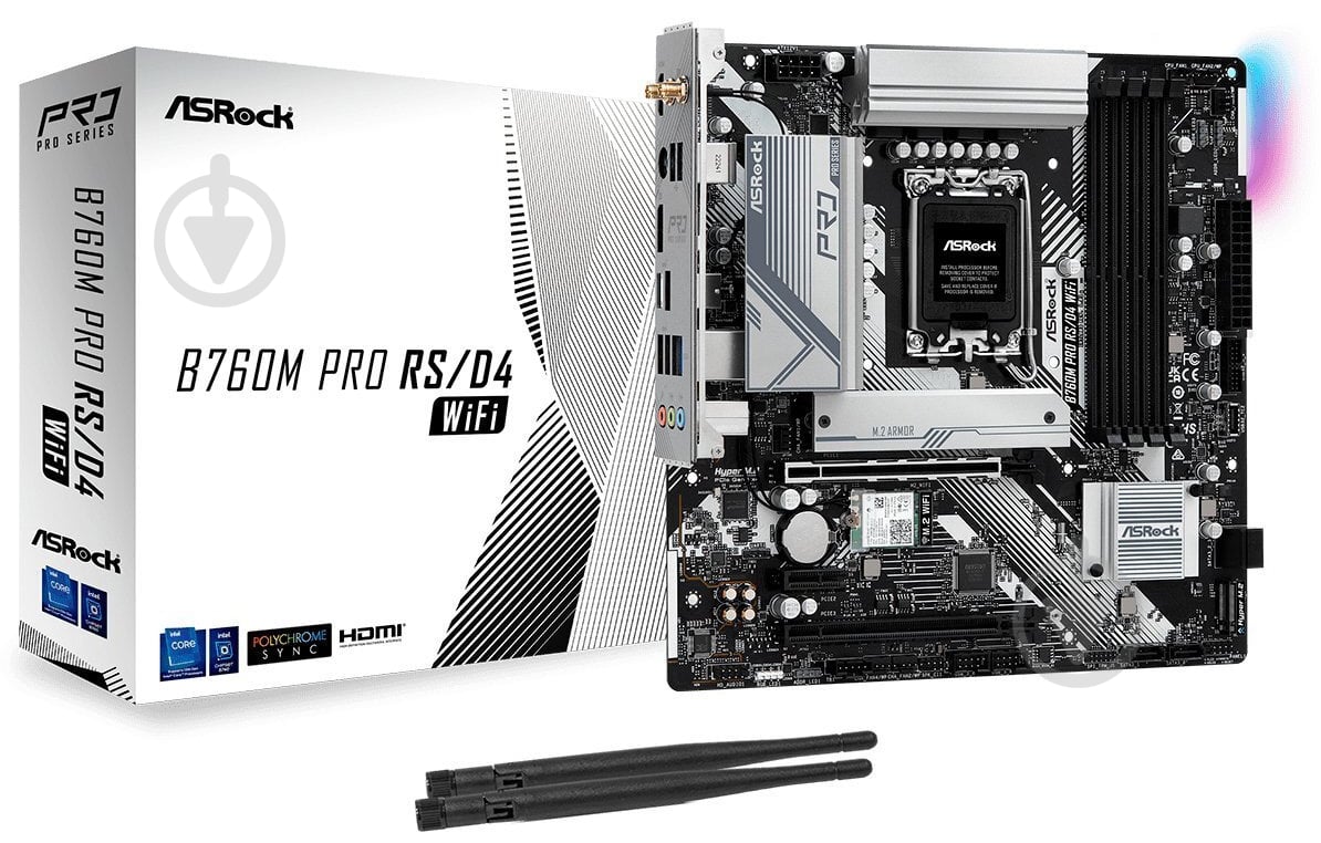 Материнська плата ASRock B760M PRO RS/D4 WIFI (Socket 1700, Intel B760, micro ATX) - фото 6