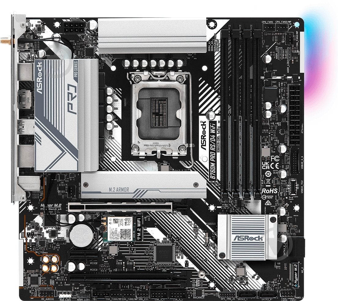 Материнська плата ASRock B760M PRO RS/D4 WIFI (Socket 1700, Intel B760, micro ATX) - фото 2