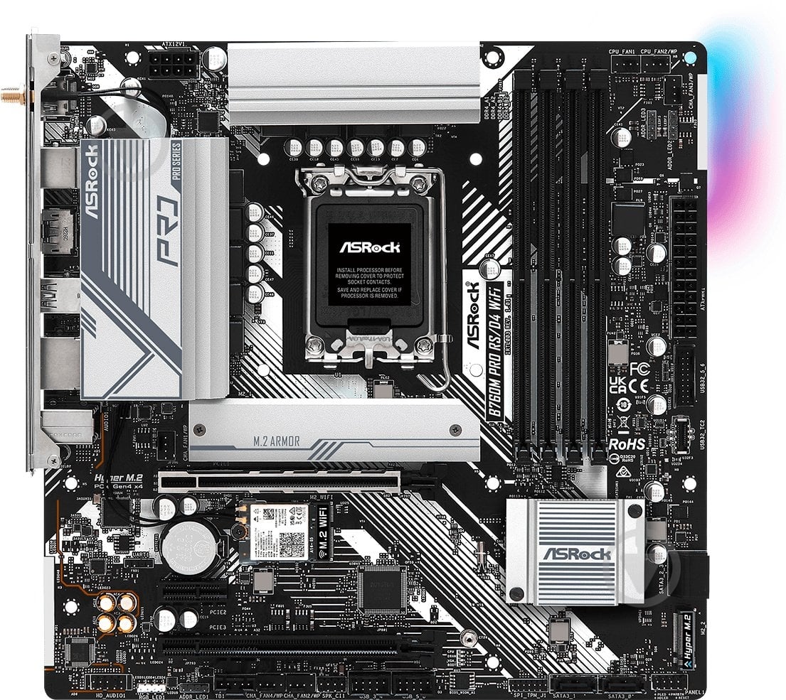 Материнська плата ASRock B760M PRO RS/D4 WIFI (Socket 1700, Intel B760, micro ATX) - фото 1