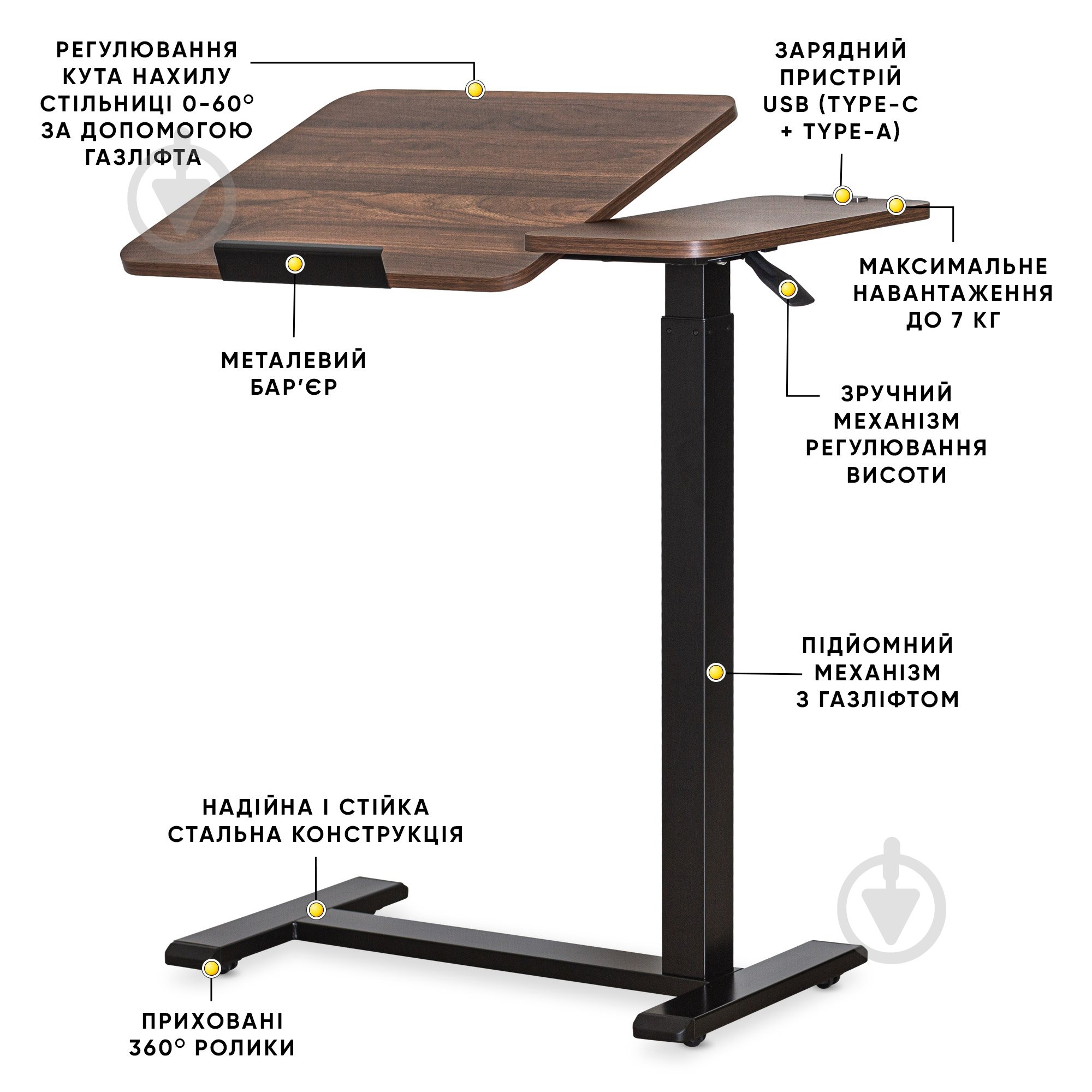 Стол компьютерный Hommex Mobidesk Duo USB Walnut - фото 3