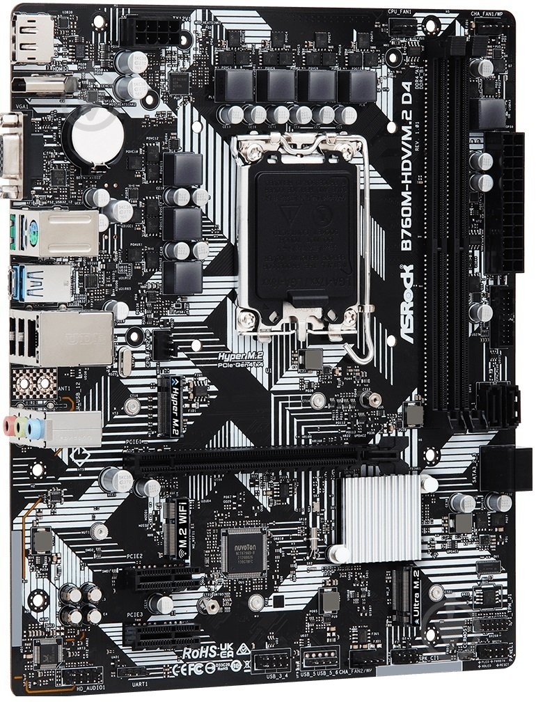 Материнская плата ASRock B760M-HDV/M.2 D4 (Socket 1700, Intel B760, micro ATX) - фото 1 Материнская плата ASRock B760M-HDV/M.2 D4 (Socket 1700, Intel B760, micro ATX) - фото 1