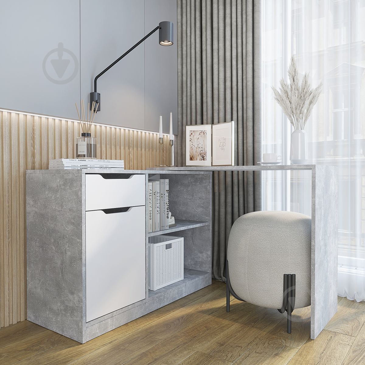 Комод-стол Компанит 2 1060x710x412 мм ателье светлое/нимфея альба - фото 2 Комод-стол Компанит 2 1060x710x412 мм ателье светлое/нимфея альба - фото 2