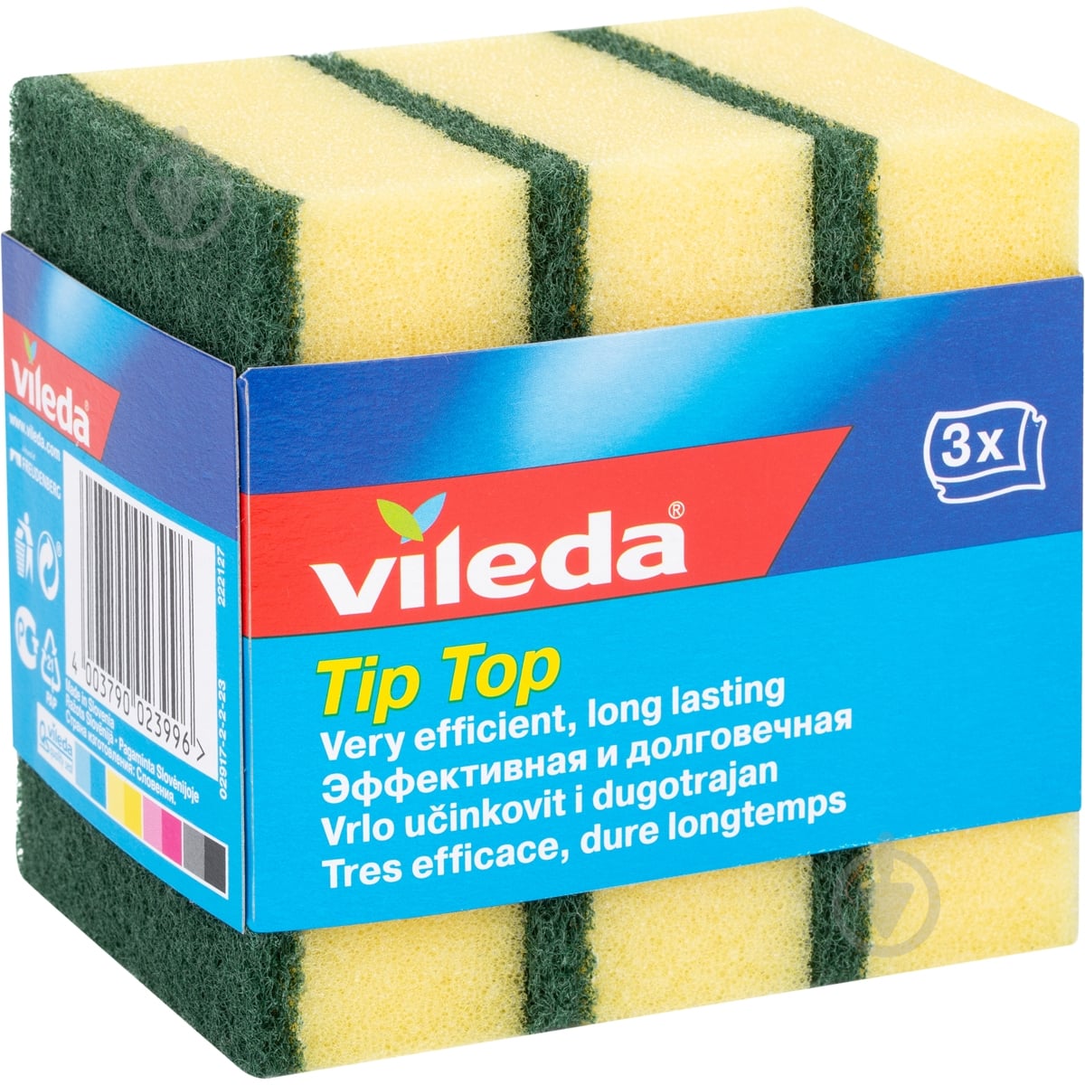 Губка для посуды Vileda Tip Top 3 шт. - фото 1 Губка для посуды Vileda Tip Top 3 шт. - фото 1