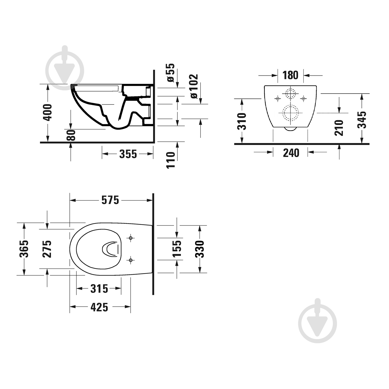 Унитаз подвесной DURAVIT ARCHITEC без сиденья 2572090000 - фото 2 Унитаз подвесной DURAVIT ARCHITEC без сиденья 2572090000 - фото 2