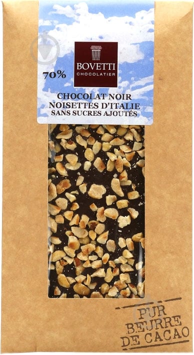 Черный шоколад Bovetti с лесным орехом без добавленного сахара с подсластителем 100 г - фото 1 Черный шоколад Bovetti с лесным орехом без добавленного сахара с подсластителем 100 г - фото 1
