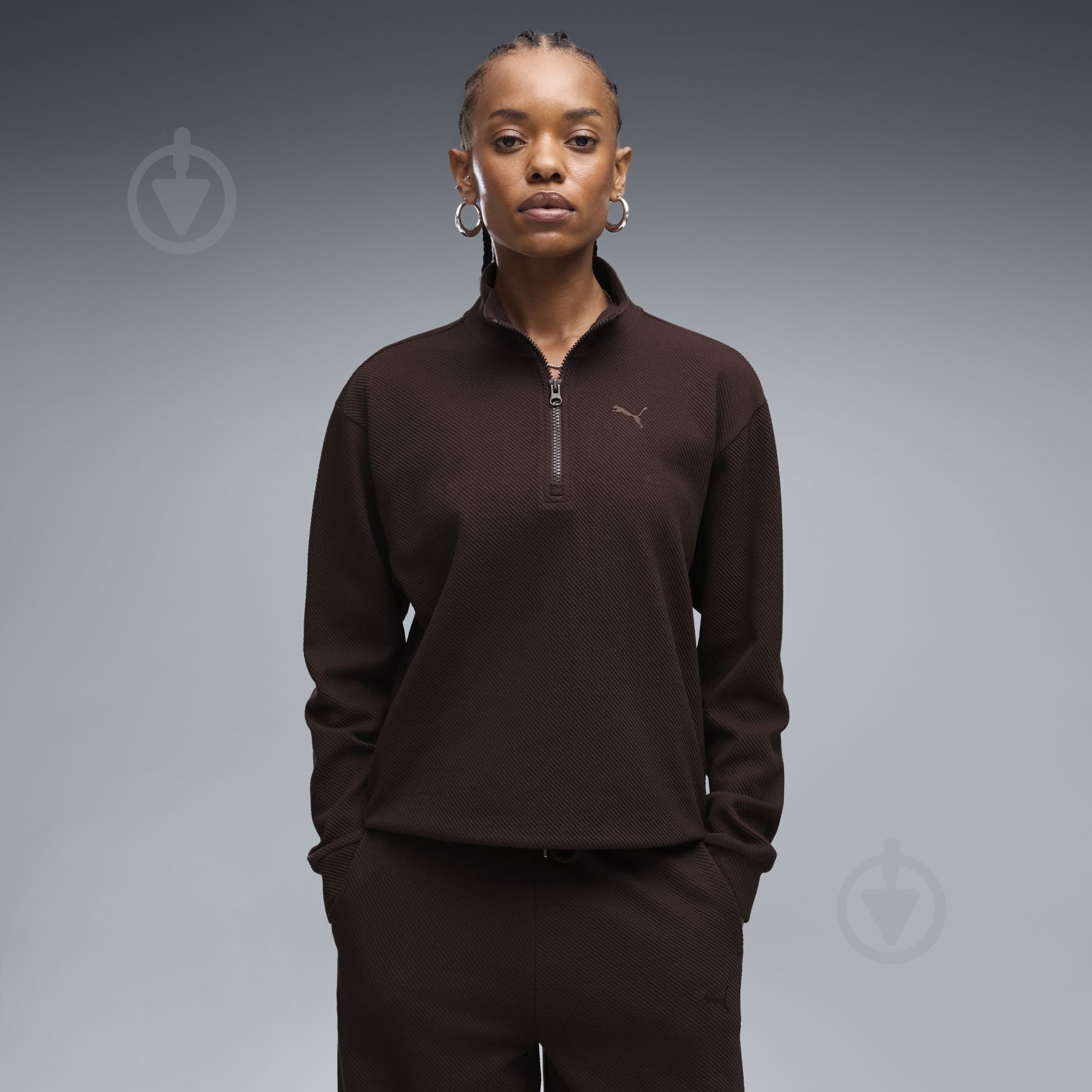 Джемпер Puma ESS ELEVATED Standard Half-Zip 69401633 р.L коричневый - фото 1
