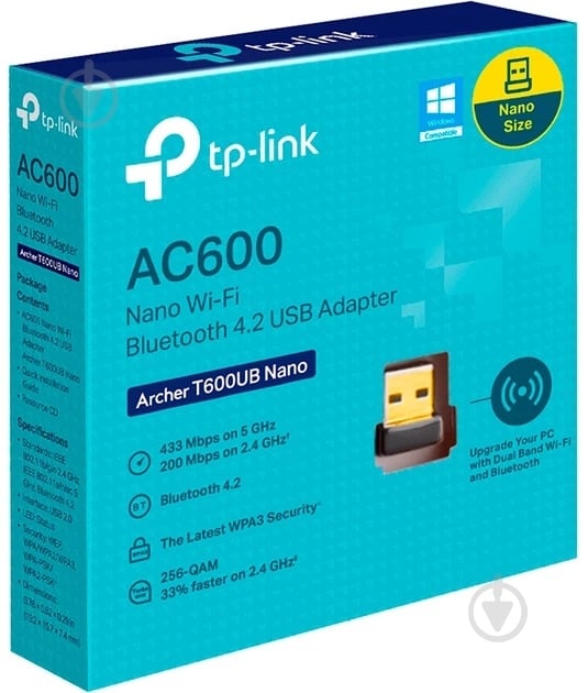 Wi-Fi-адаптер TP-Link Archer T600UB nano AC600 (ARCHER-T600UB-NANO) - фото 2 Wi-Fi-адаптер TP-Link Archer T600UB nano AC600 (ARCHER-T600UB-NANO) - фото 2