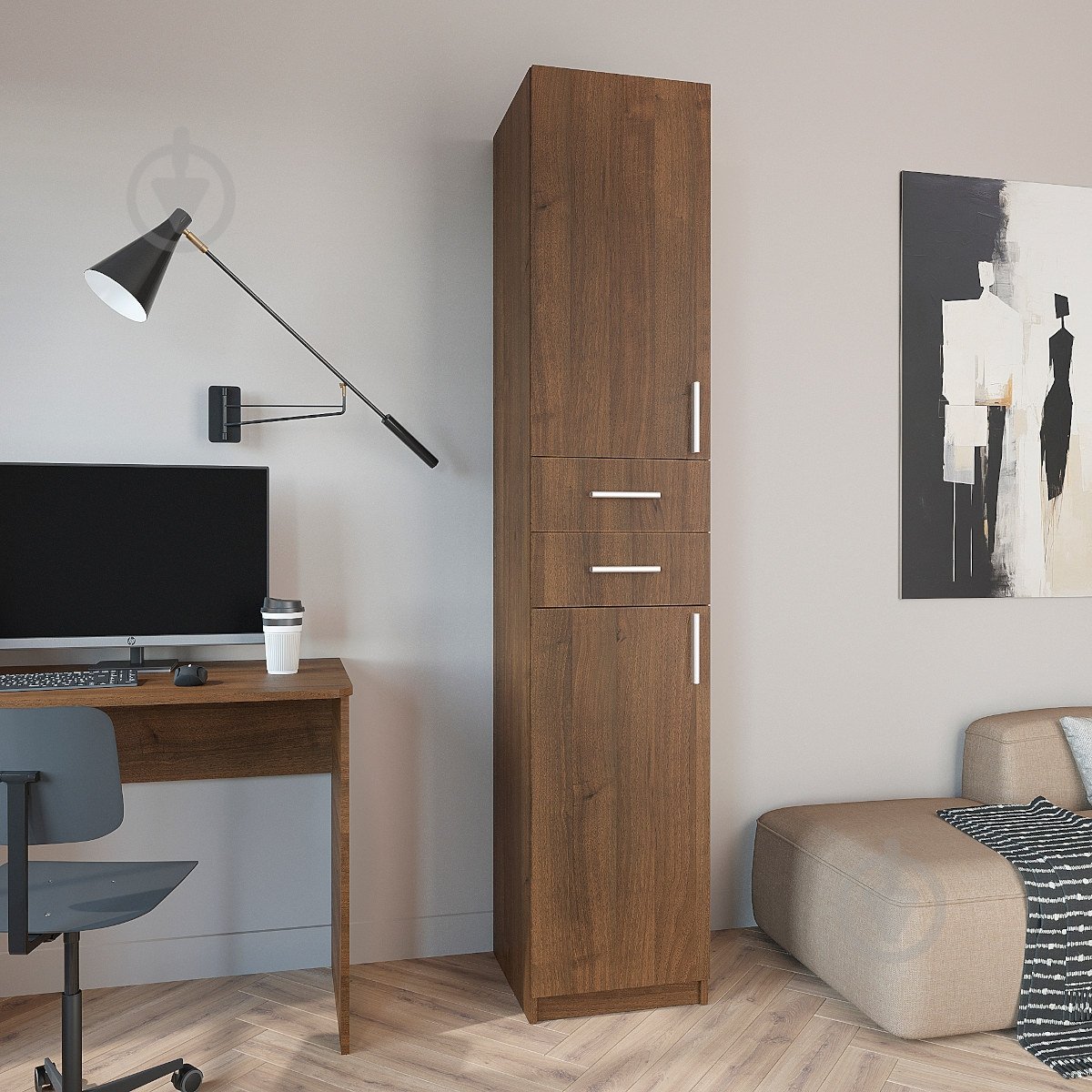 Пенал Компанит 3 NEW орех экко - фото 2 Пенал Компанит 3 NEW орех экко - фото 2