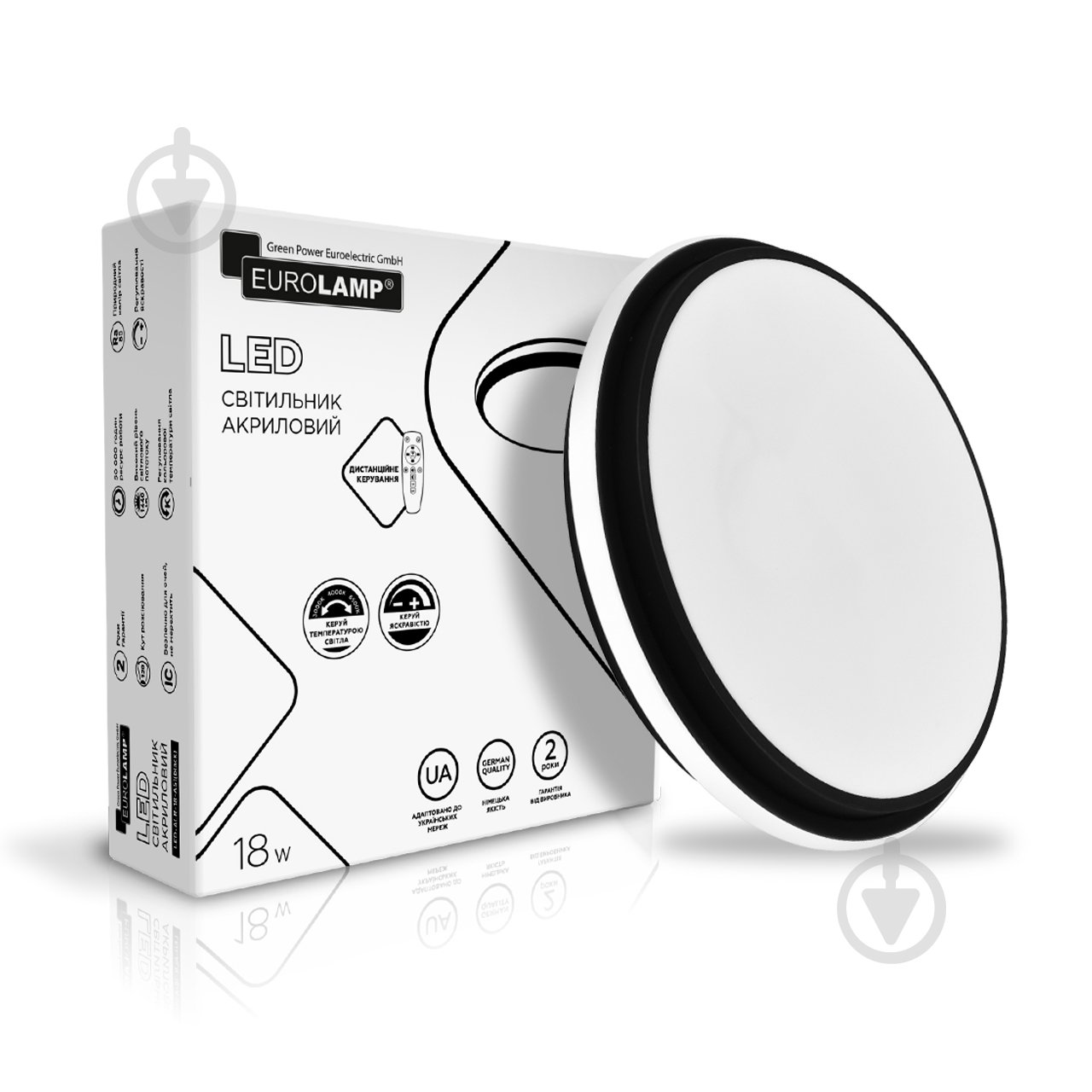 Светильник светодиодный Eurolamp круг A51 18 Вт белый 3000-6500 К LED-ALR-18-A51(black) - фото 1
