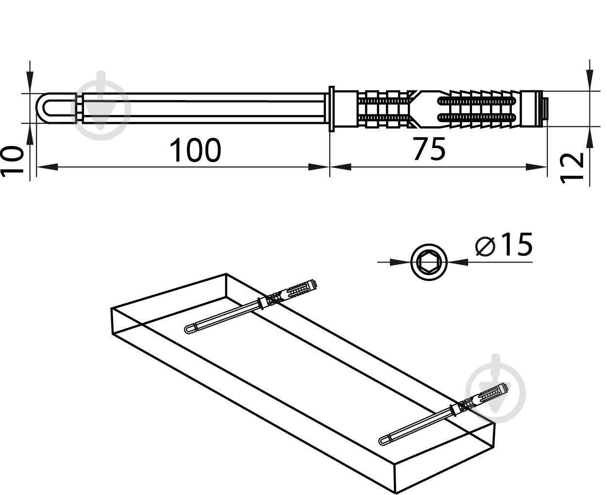 Держатель для полок DC прихованого монтажу L-100мм коричневий (2шт) - фото 2