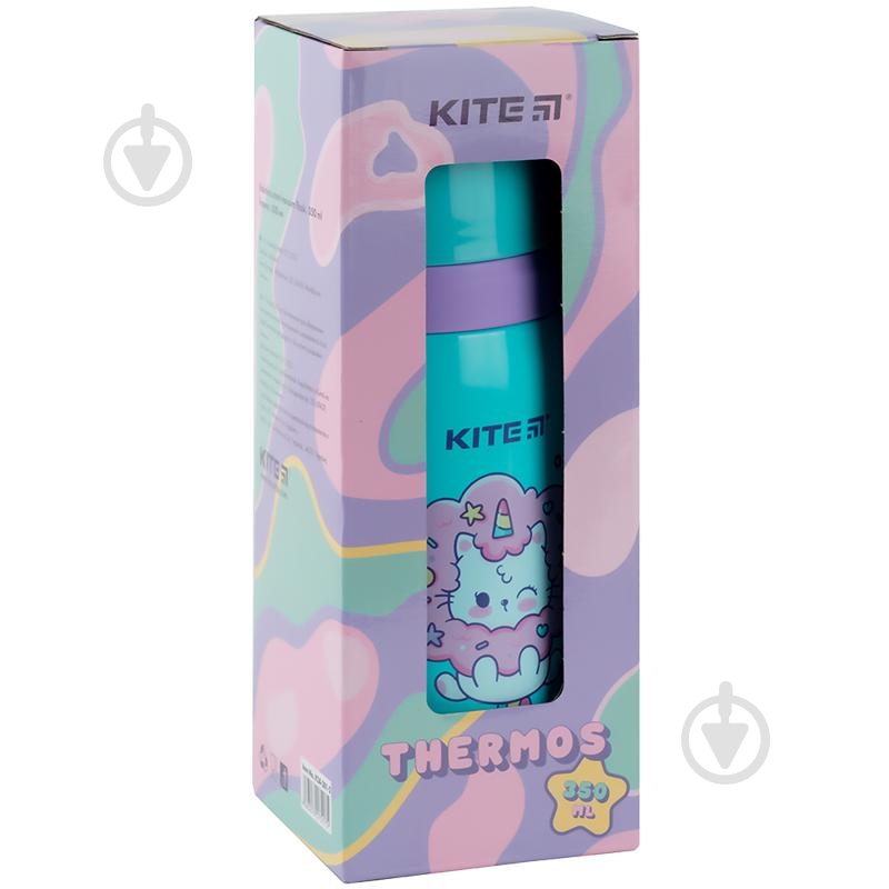 Термос KITE Rainbow Catcorn 350 мл K24-301-2 - фото 4