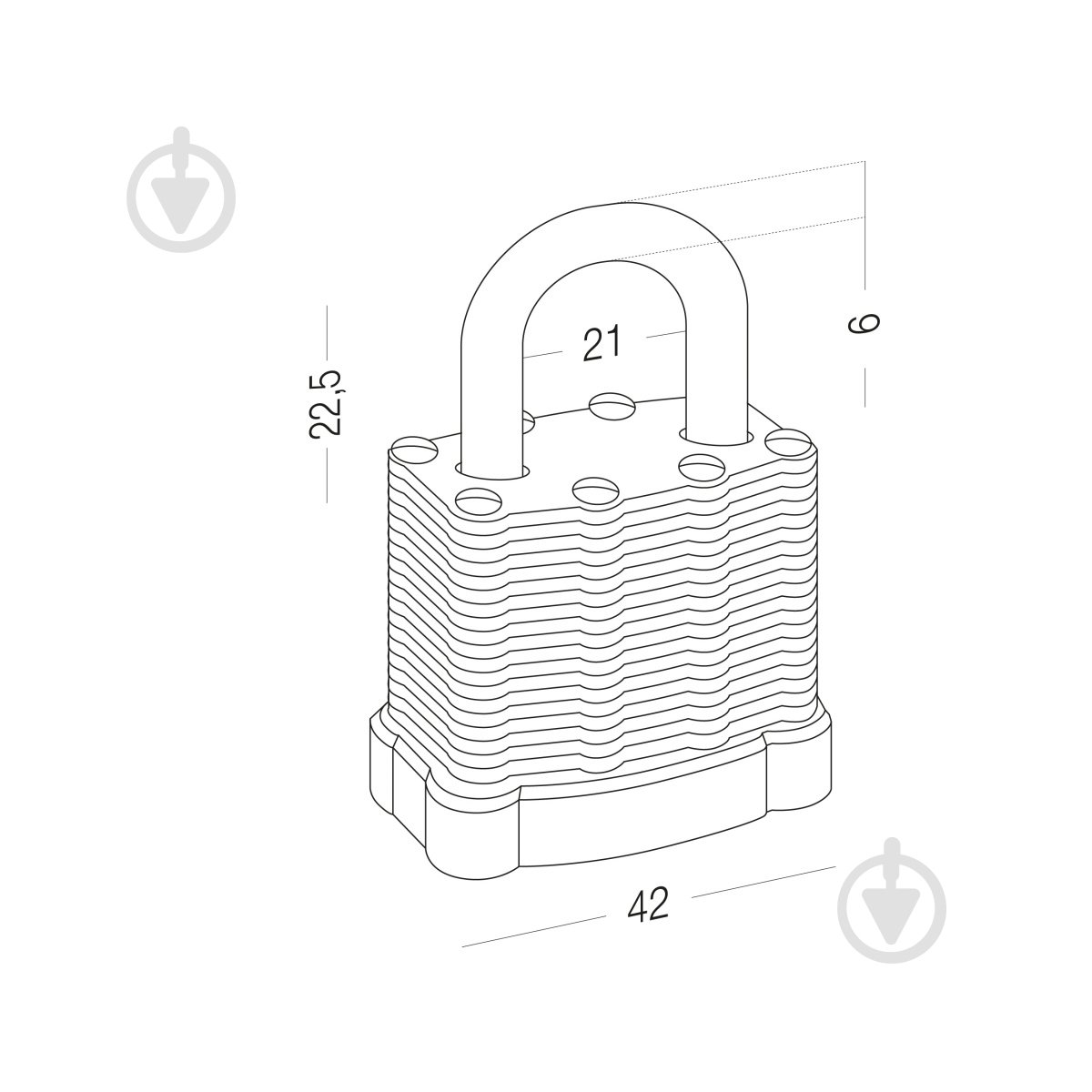 Замок навесной MVM HR-LS-40E открытый (амбарный) - фото 6