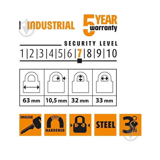 Замок навесной MVM HR-LS-65E открытый (амбарный) - фото 5