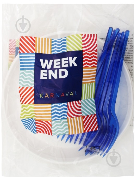 Набір посуду одноразовий №3 на 6 персон пластиковий Weekend 6 шт. - фото 1