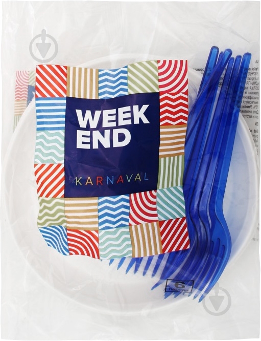 Набір посуду одноразовий №3 на 6 персон пластиковий Weekend 6 шт. - фото 2