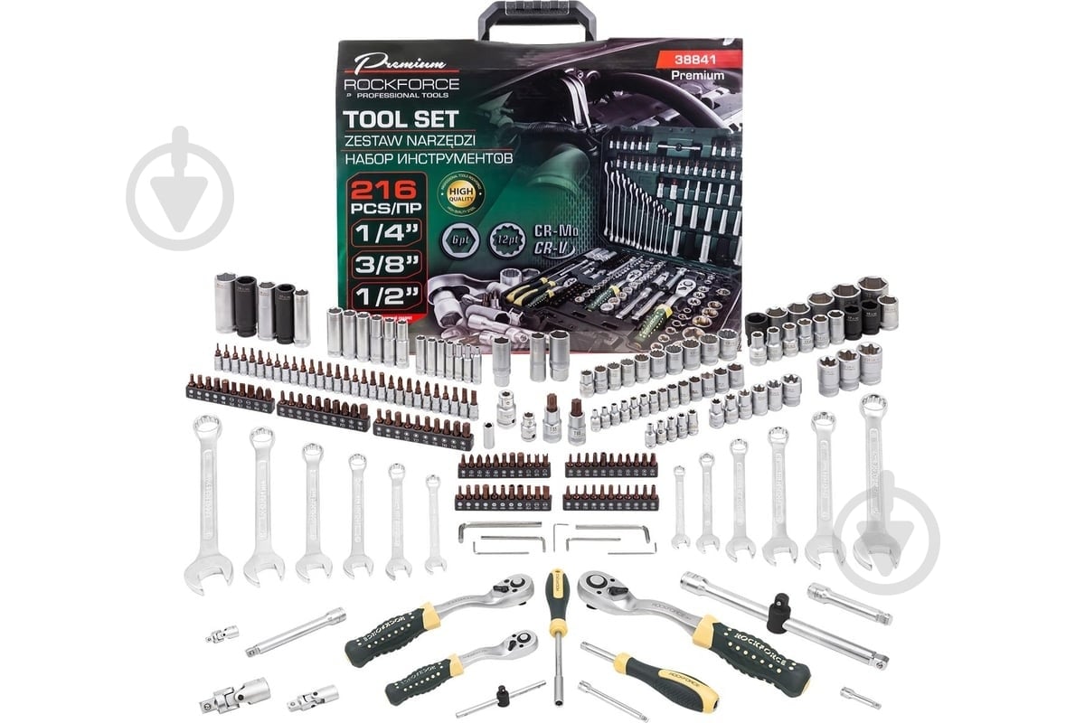 Набор ручного инструмента ROCKFORCE 1/4''3/8''1/2''(6гр, 12гр)(4-32 мм) 216 шт. RF-38841 Premium - фото 4