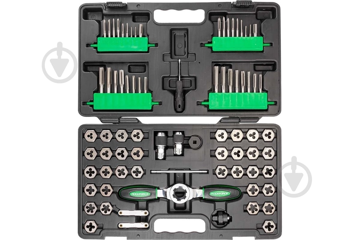 ᐉ Набір мітчиків та плашок метричний+дюймовий 76 пр ROCKFORCE RF
