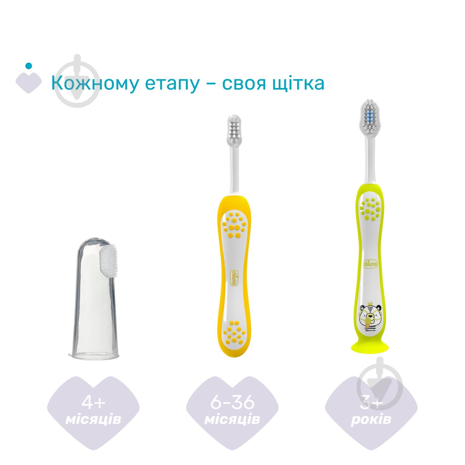 Детская зубная щетка Chicco на присоске 3-6 років 2 шт. 12084.00 очень мягкая 2 шт. - фото 8