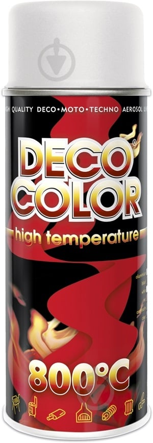 Краска аэрозольная жаропрочная 800 °C белая DecoColor 400 мл - фото 1
