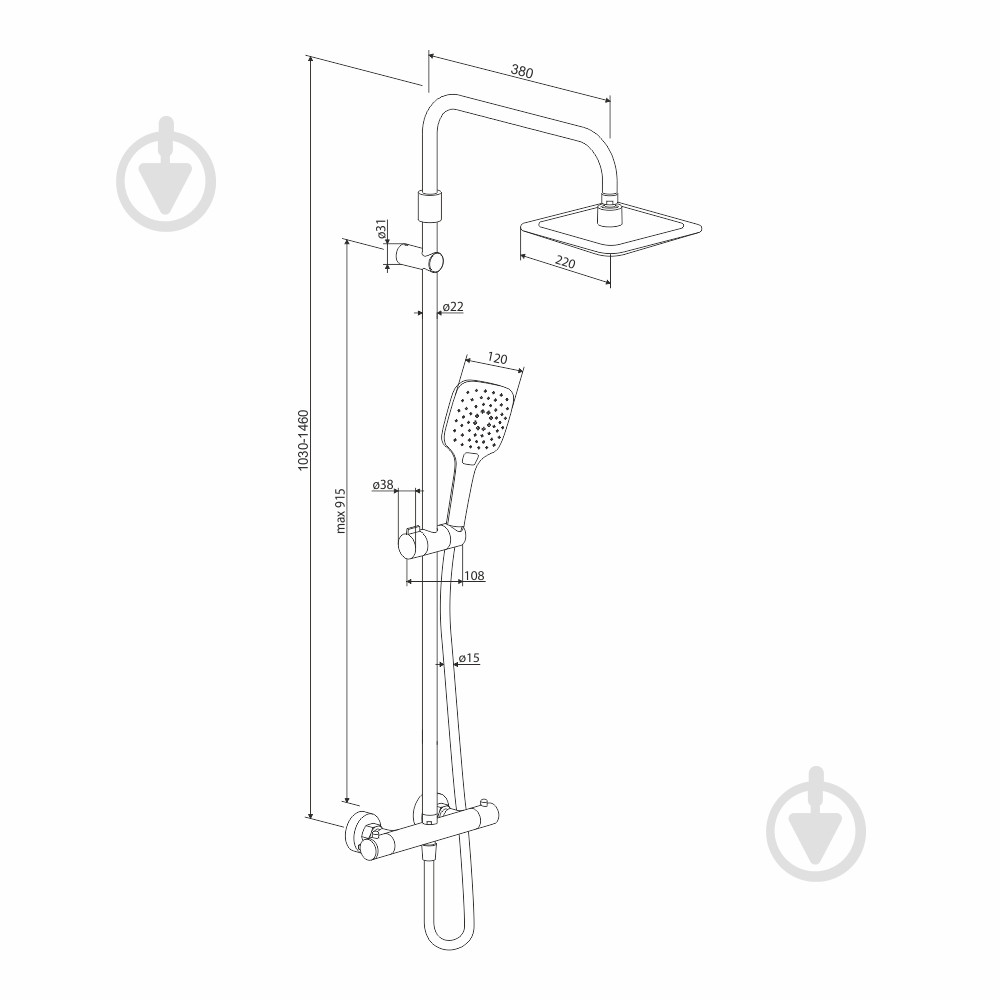 Душевая система Damixa Option с термостатом DX218092300 - фото 6
