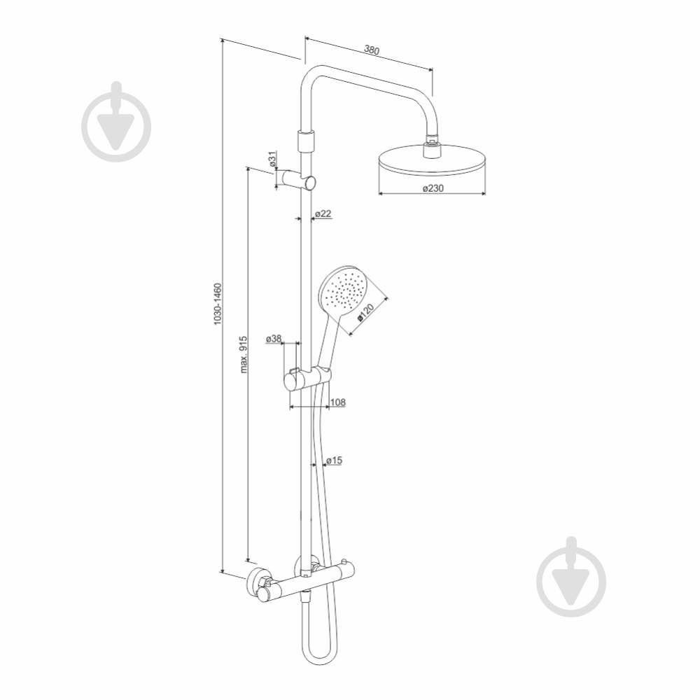 Душевая система Damixa Option с термостатом DX218091300 - фото 6