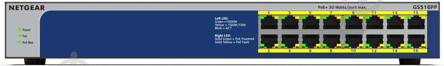 Коммутатор NETGEAR GS516PP (GS516PP-100EUS) - фото 2 Коммутатор NETGEAR GS516PP (GS516PP-100EUS) - фото 2