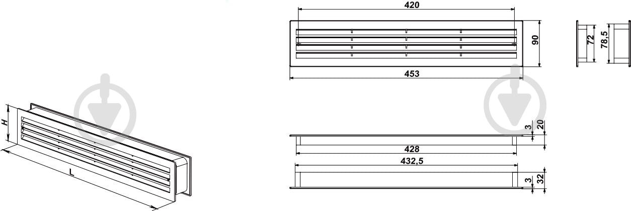Решетка Вентс МВ 430/2 пластик черный - фото 2