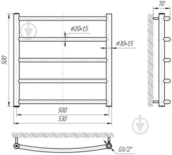 Полотенцесушитель Mario Классик 500х530/500 - фото 3