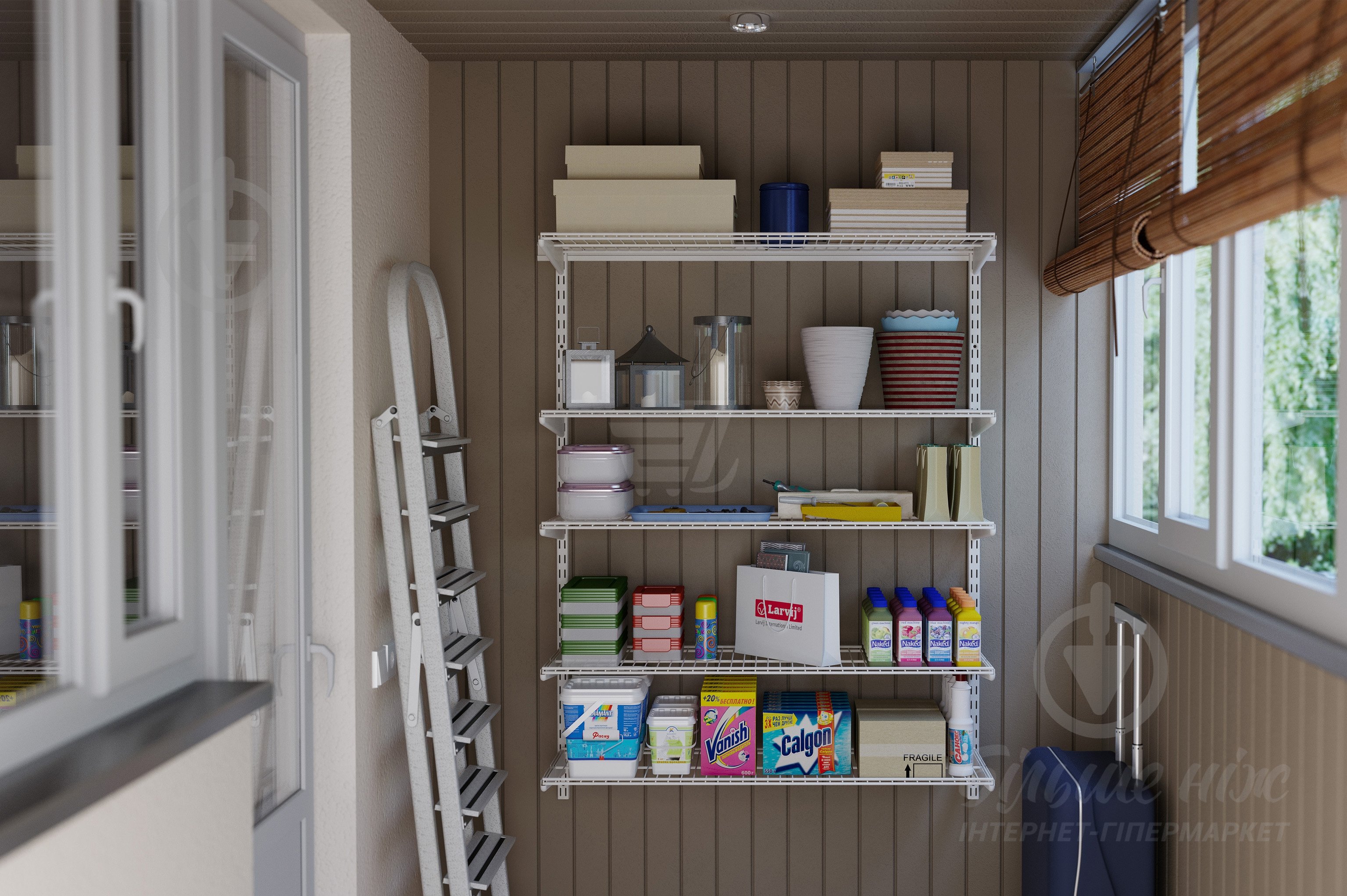 Гардеробная система Larvij комплект №1 Балкон белый - фото 1