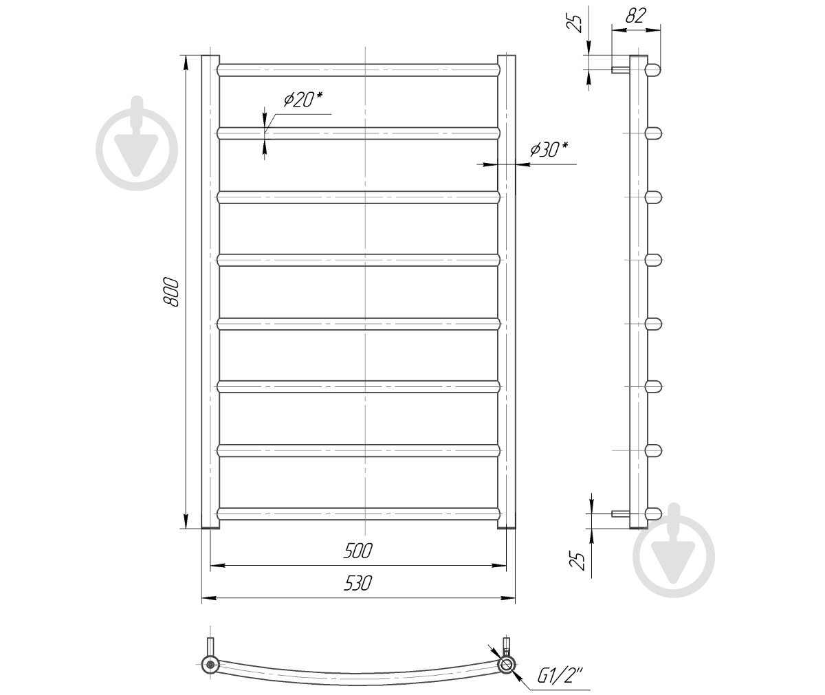 Полотенцесушитель Mario Классик 800х530/500 - фото 4